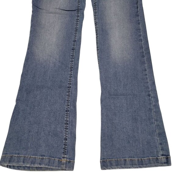 High Rise Waist Bootcut Denim Jeans Light Wash Junior Size 7 Double Button - Picture 4 of 10
